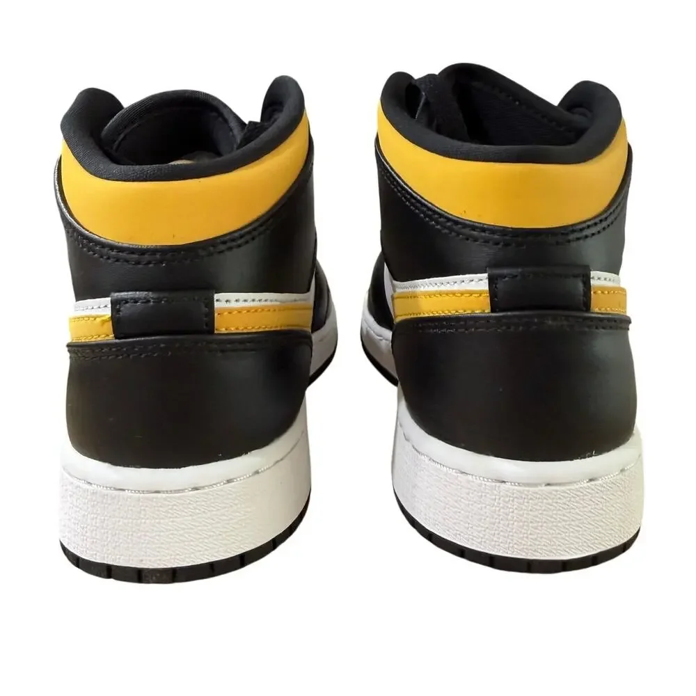 NEW Air Jordan 1 Mid-Top Sneaker White/Pollen-Black Size 4.5Y